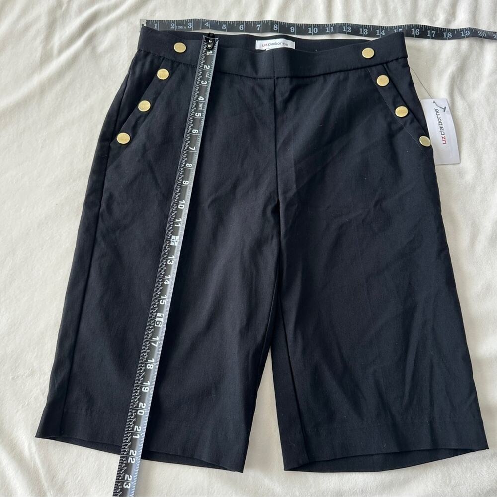 Liz Claiborne Black Bermuda Shorts M NWT Button High Rise Stretch Dress Shorts - Picture 5 of 8